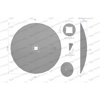 Talerz brony talerzowej gładki 460mm 30x30 Waryński W-5195460/30